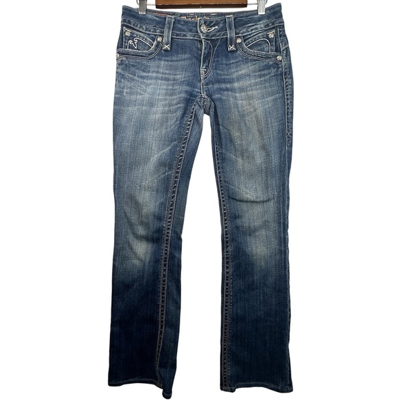 Rock Revival Chrissie Boot 28 x 32 Flap Pockets Y2K Low Rise Bootcut Embroidered - Picture 1 of 13